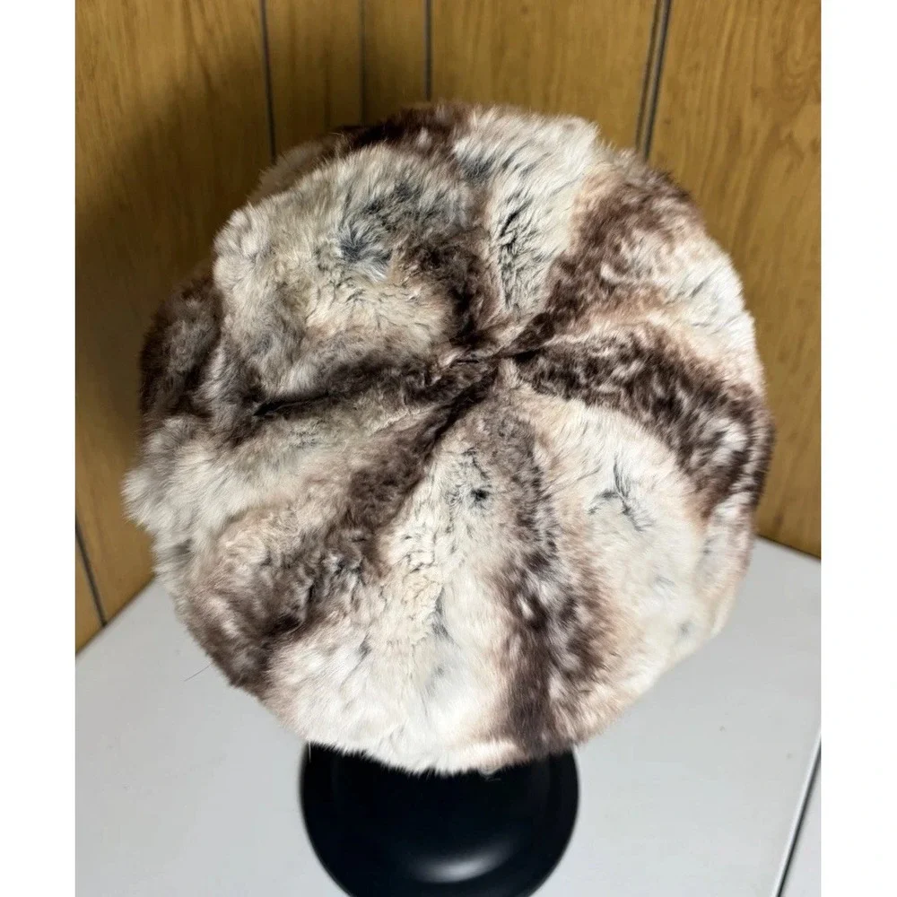 Vintage 60s Lord & Taylor Genuine Rabbit Fur Hat Union Made In USA Cinnamon Roll